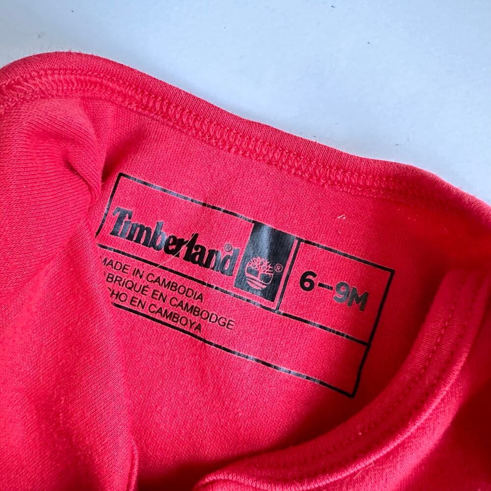Stylish Red Timberland Short Sleeve Bodysuit - One Piece 6-9 months - Picture 2 of 3